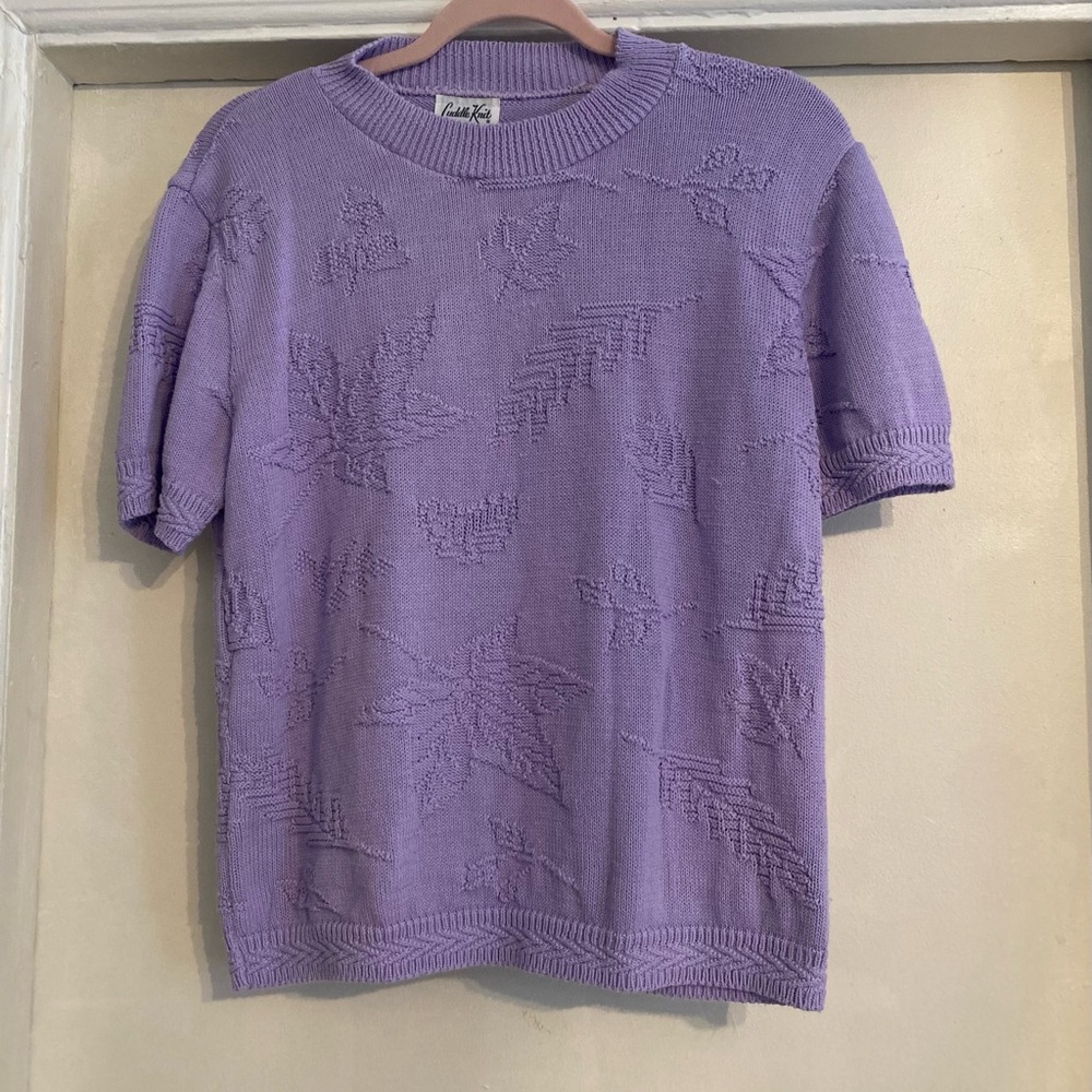 Vintage Lavender Textured Short Sleeve Top